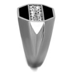 TK2309 - High polished (no plating) Stainless Steel Ring with Top Grade Crystal  in Clear