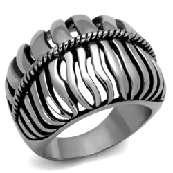 TK2341 - High polished (no plating) Stainless Steel Ring with Epoxy  in Jet