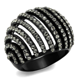 TK2345 - IP Black(Ion Plating) Stainless Steel Ring with Top Grade Crystal  in Black Diamond