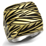 TK2370 - Two-Tone IP Gold (Ion Plating) Stainless Steel Ring with Epoxy  in Jet