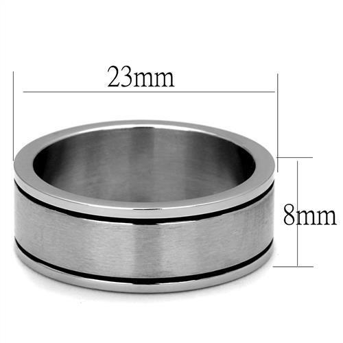 TK2389 - High polished (no plating) Stainless Steel Ring with Epoxy  in Jet