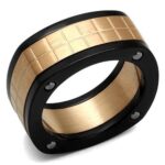 TK2406 - Three Tone IP?†IP Rose Gold & IP Black & High Polished) Stainless Steel Ring with No Stone