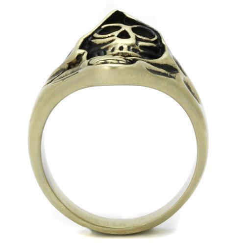 TK2474 - IP Antique Copper Stainless Steel Ring with Epoxy  in Jet