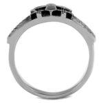 TK2505 - High polished (no plating) Stainless Steel Ring with Epoxy  in Jet