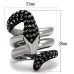 TK2511 - Two-Tone IP Black (Ion Plating) Stainless Steel Ring with Top Grade Crystal  in Black Diamond