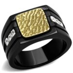 TK2519 - Two-Tone IP Gold (Ion Plating) Stainless Steel Ring with AAA Grade CZ  in Clear