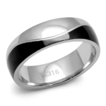 TK2567 - Two-Tone IP Black (Ion Plating) Stainless Steel Ring with No Stone