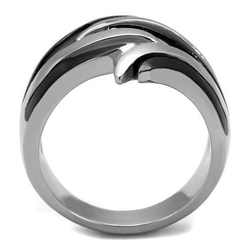 TK2605 - Two-Tone IP Black (Ion Plating) Stainless Steel Ring with No Stone