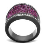 TK2606 - IP Light Black  (IP Gun) Stainless Steel Ring with Top Grade Crystal  in Amethyst