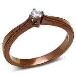 TK2610 - IP Coffee light Stainless Steel Ring with AAA Grade CZ  in Clear