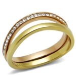 TK2613 - IP Gold & IP Rose Gold (Ion Plating) Stainless Steel Ring with Top Grade Crystal  in Clear