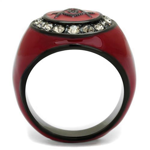 TK2638 - IP Black(Ion Plating) Stainless Steel Ring with Top Grade Crystal  in Black Diamond