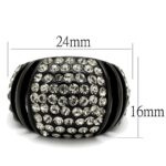 TK2643 - IP Black(Ion Plating) Stainless Steel Ring with Top Grade Crystal  in Hematite