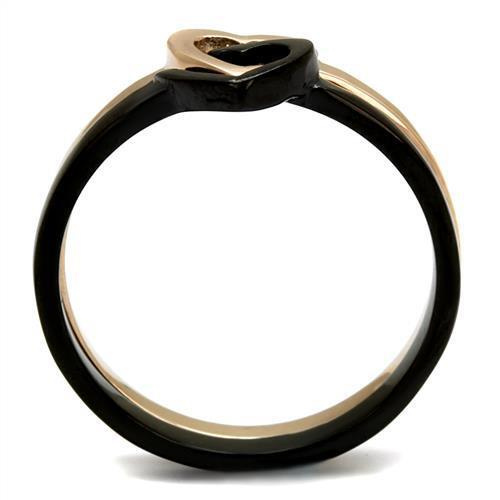 TK2650 - IP Rose Gold+ IP Black (Ion Plating) Stainless Steel Ring with No Stone