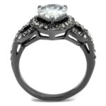 TK2655 - IP Light Black  (IP Gun) Stainless Steel Ring with AAA Grade CZ  in Clear