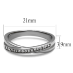 TK2684 - High polished (no plating) Stainless Steel Ring with Top Grade Crystal  in Clear