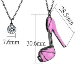 TK2703 - IP Light Black  (IP Gun) Stainless Steel Chain Pendant with Top Grade Crystal  in Clear