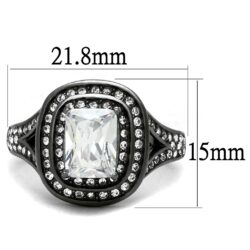 TK2731 - IP Light Black  (IP Gun) Stainless Steel Ring with AAA Grade CZ  in Clear