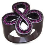 TK2763 - IP Dark Brown (IP coffee) Stainless Steel Ring with Top Grade Crystal  in Fuchsia