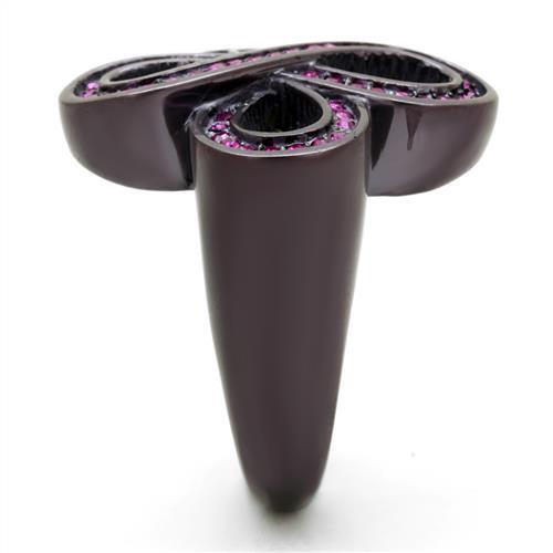 TK2763 - IP Dark Brown (IP coffee) Stainless Steel Ring with Top Grade Crystal  in Fuchsia