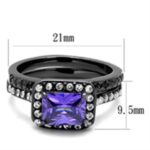 TK2778 - IP Light Black  (IP Gun) Stainless Steel Ring with AAA Grade CZ  in Tanzanite