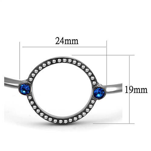 TK2792 - IP Light Black  (IP Gun) Stainless Steel Bangle with Top Grade Crystal  in Capri Blue