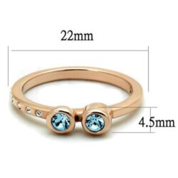 TK2807 - IP Rose Gold(Ion Plating) Stainless Steel Ring with Top Grade Crystal  in Sea Blue