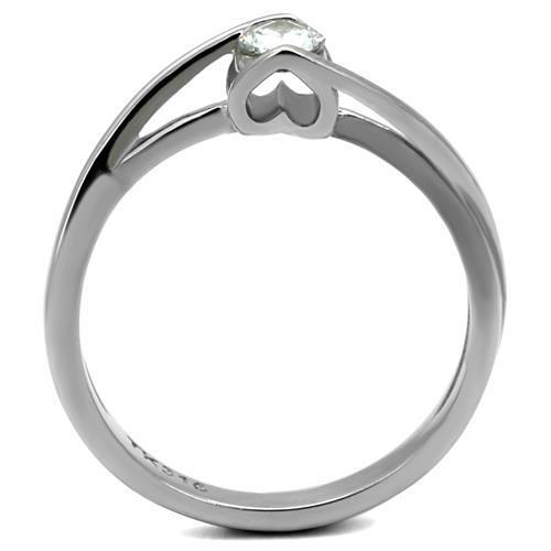 TK2835 - High polished (no plating) Stainless Steel Ring with AAA Grade CZ  in Clear