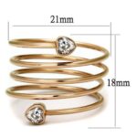 TK2836 - IP Rose Gold(Ion Plating) Stainless Steel Ring with AAA Grade CZ  in Clear