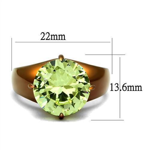 TK2839 - IP Coffee light Stainless Steel Ring with AAA Grade CZ  in Apple Green color