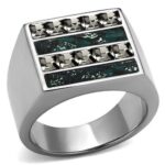 TK2861 - High polished (no plating) Stainless Steel Ring with Leather  in Assorted