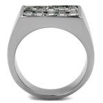 TK2861 - High polished (no plating) Stainless Steel Ring with Leather  in Assorted