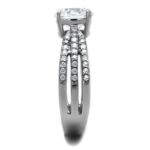 TK2862 - High polished (no plating) Stainless Steel Ring with AAA Grade CZ  in Clear