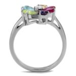 TK2867 - High polished (no plating) Stainless Steel Ring with AAA Grade CZ  in Multi Color