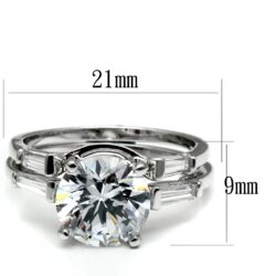 TK2878 - High polished (no plating) Stainless Steel Ring with AAA Grade CZ  in Clear