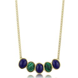 TK2911 - IP Gold(Ion Plating) Stainless Steel Necklace with Precious Stone Lapis in Montana