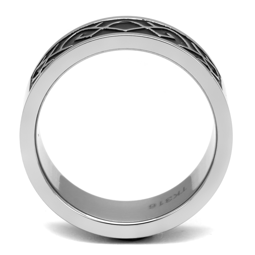 TK2921 - High polished (no plating) Stainless Steel Ring with Epoxy  in Jet