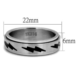 TK2926 - High polished (no plating) Stainless Steel Ring with Epoxy  in Jet