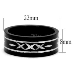 TK2928 - Two-Tone IP Black (Ion Plating) Stainless Steel Ring with No Stone