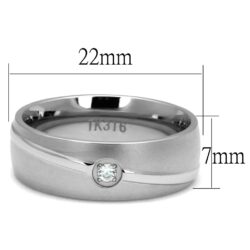 TK2931 44308659.jpg - TK2931 - High polished (no plating) Stainless Steel Ring with AAA Grade CZ  in Clear