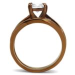 TK2964 - IP Coffee light Stainless Steel Ring with AAA Grade CZ  in Clear