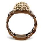 TK2965 - IP Coffee light Stainless Steel Ring with Top Grade Crystal  in Light Peach