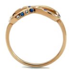 TK2966 - IP Rose Gold(Ion Plating) Stainless Steel Ring with Top Grade Crystal  in Sapphire