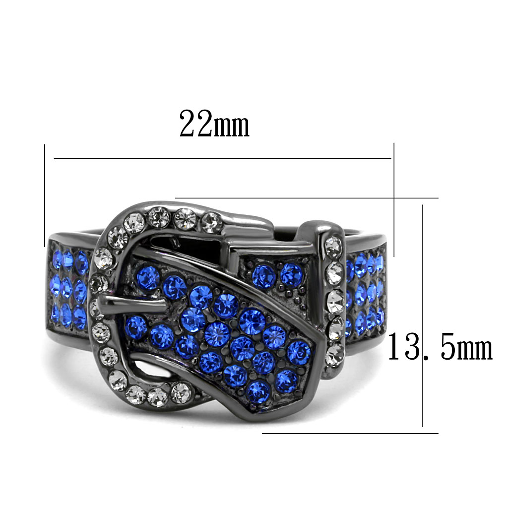 TK2995 - IP Light Black  (IP Gun) Stainless Steel Ring with Top Grade Crystal  in Multi Color