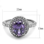 TK3032 - High polished (no plating) Stainless Steel Ring with AAA Grade CZ  in Amethyst