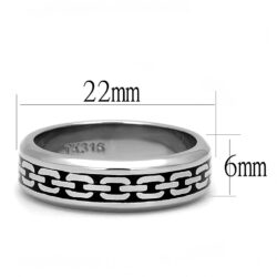 TK3061 - High polished (no plating) Stainless Steel Ring with Epoxy  in Jet