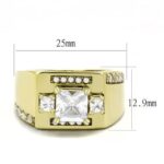 TK3078 - IP Gold(Ion Plating) Stainless Steel Ring with AAA Grade CZ  in Clear