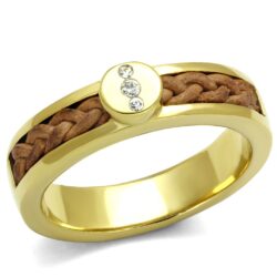 TK3096 - IP Gold(Ion Plating) Stainless Steel Ring with Top Grade Crystal  in Clear