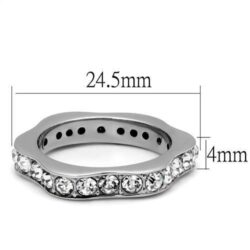 TK3106 - High polished (no plating) Stainless Steel Ring with Top Grade Crystal  in Clear