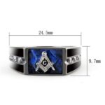 TK3116 - Two-Tone IP Black Stainless Steel Ring with AAA Grade CZ  in Clear